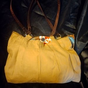 Homemade Tan and Floral Purse